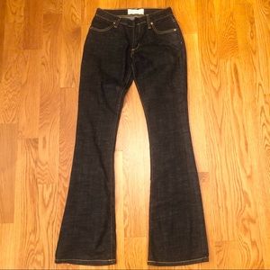 Paper Denim Cloth Mod Rigid Dark Rinse Blue Denim Mid Rise Bootcut Jeans 24 Long